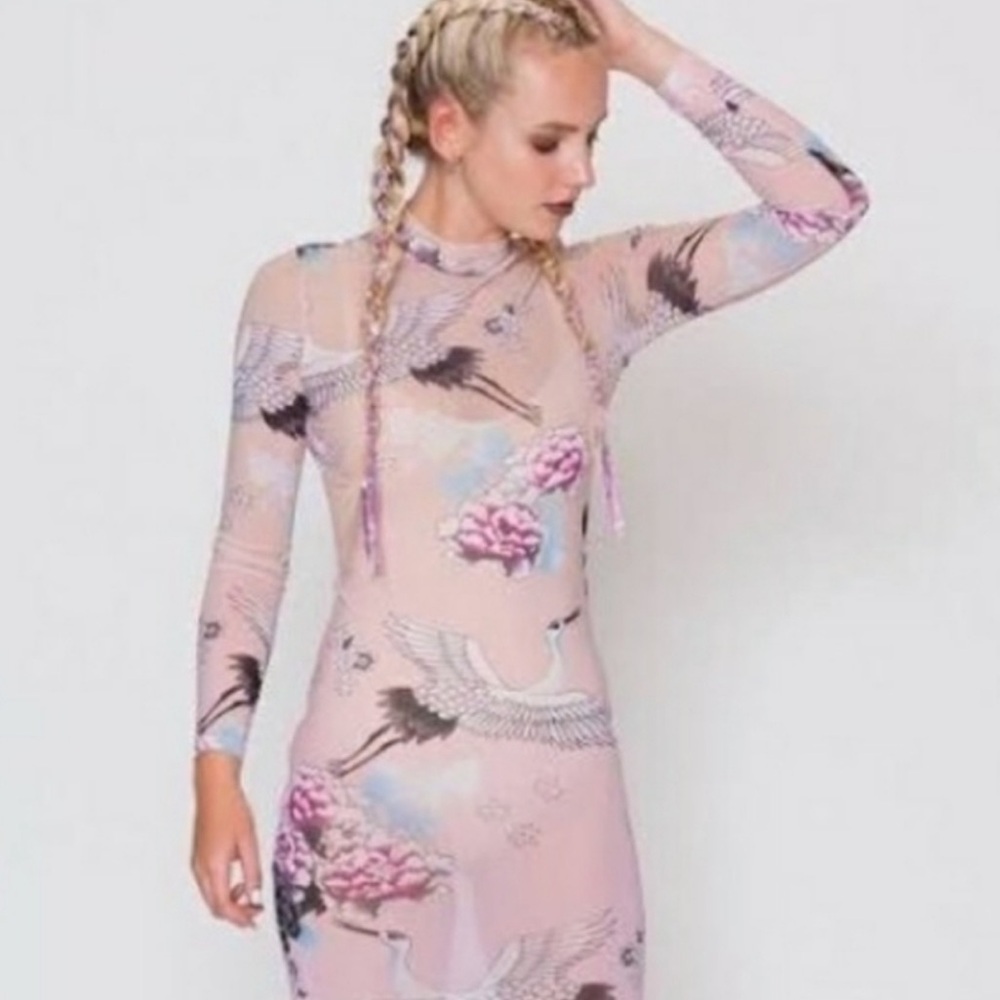 Jaded London Pink Bodycon Dress with Cuffed Sleeves
